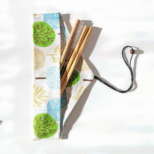 Bamboo straw and chopstick set
