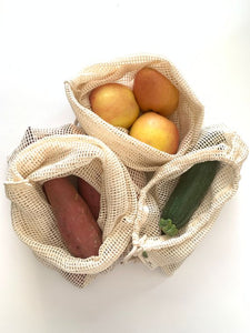 Reusable Cotton Mesh Produce Bags, 3-pack