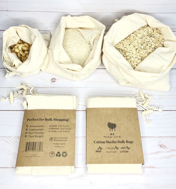 Cotton Muslin Bulk Shopping Bags 3-Pack