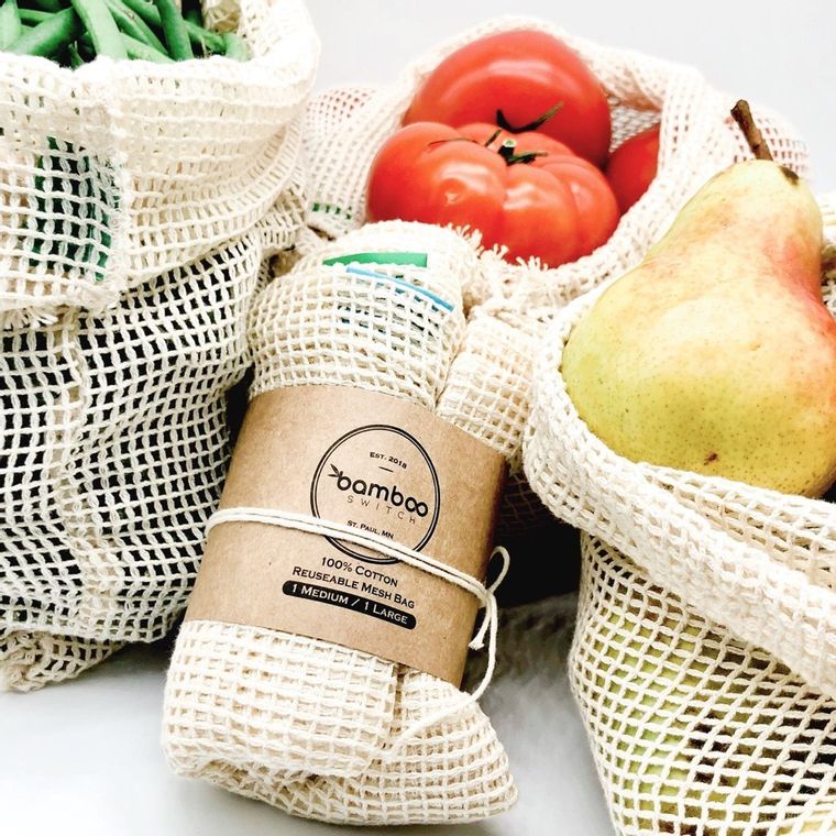 Organic Cotton Mesh Bags, 2-pack